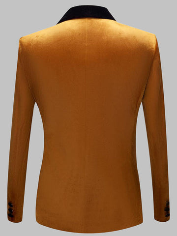 High Quality Men's Classic Gold Velvet Slim Fit Blazer SM090102