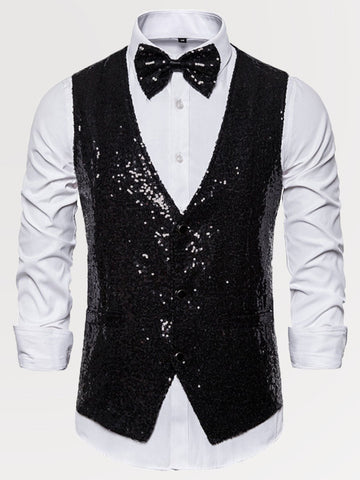 Men's Slim Fit V-Neck Glitter Vest SM102706