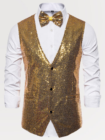 Men's Slim Fit V-Neck Glitter Vest SM102706