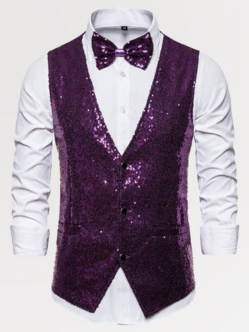 Men's Slim Fit V-Neck Glitter Vest SM102706