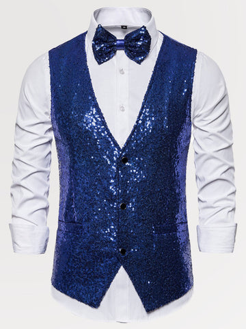 Men's Slim Fit V-Neck Glitter Vest SM102706