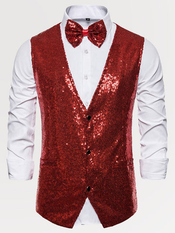 Men's Slim Fit V-Neck Glitter Vest SM102706