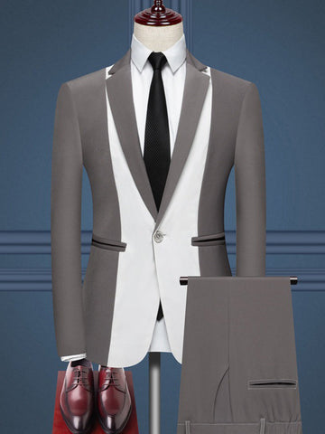 Men's Classic Color-Block British Two-Piece Suit SM090502