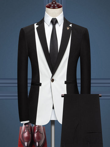 Men's Classic Color-Block British Two-Piece Suit SM090502