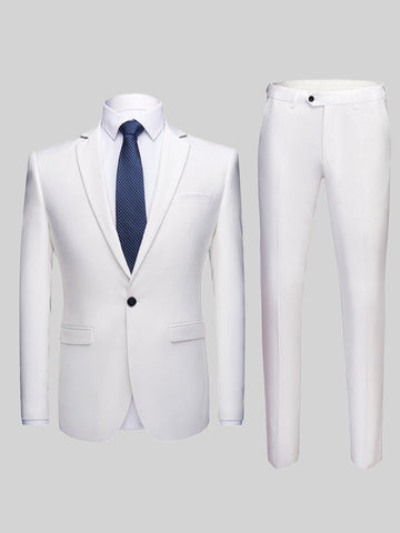 Men's Solid Color Slim Fit Casual Blazer Two-Piece Suit SM090503