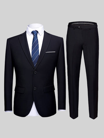 Men's Solid Color Slim Fit Casual Blazer Two-Piece Suit SM090503