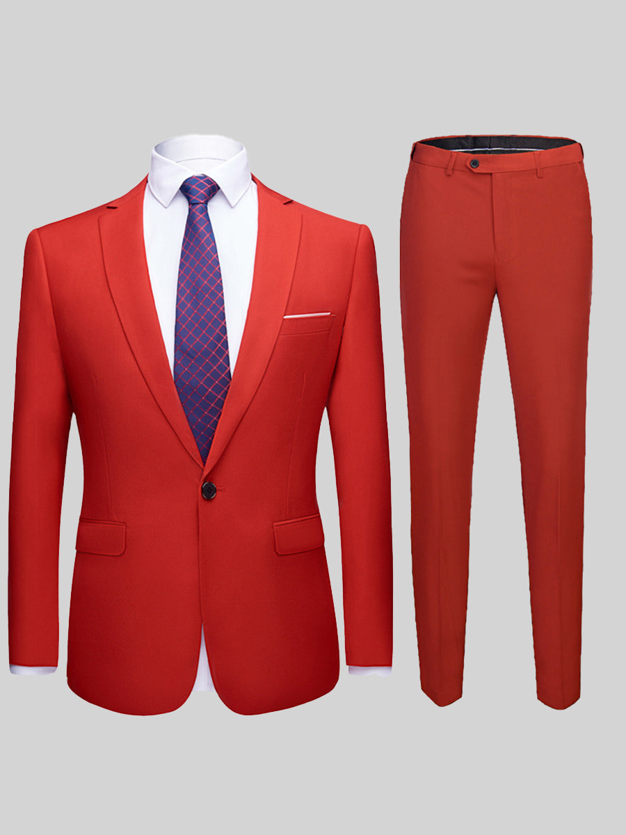 Men's Solid Color Slim Fit Casual Blazer Two-Piece Suit SM090503