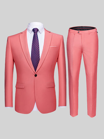 Men's Solid Color Slim Fit Casual Blazer Two-Piece Suit SM090503