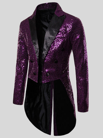 Men's Sequin Tuxedo Solid Color Blazer SM090509