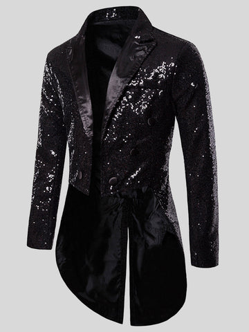 Men's Sequin Tuxedo Solid Color Blazer SM090509