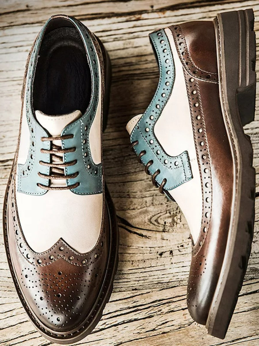 Men's Colorblock Carved Vintage Brogue Shoes SM101804