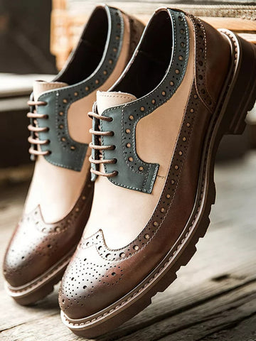 Men's Colorblock Carved Vintage Brogue Shoes SM101804